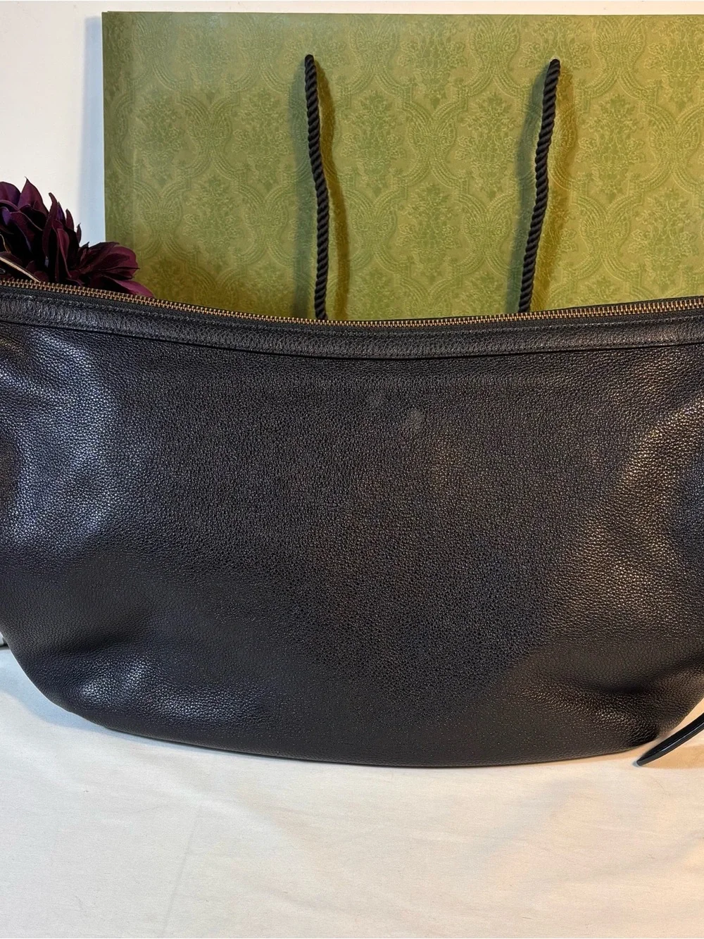 Gucci Black Leather Half Moon Bag